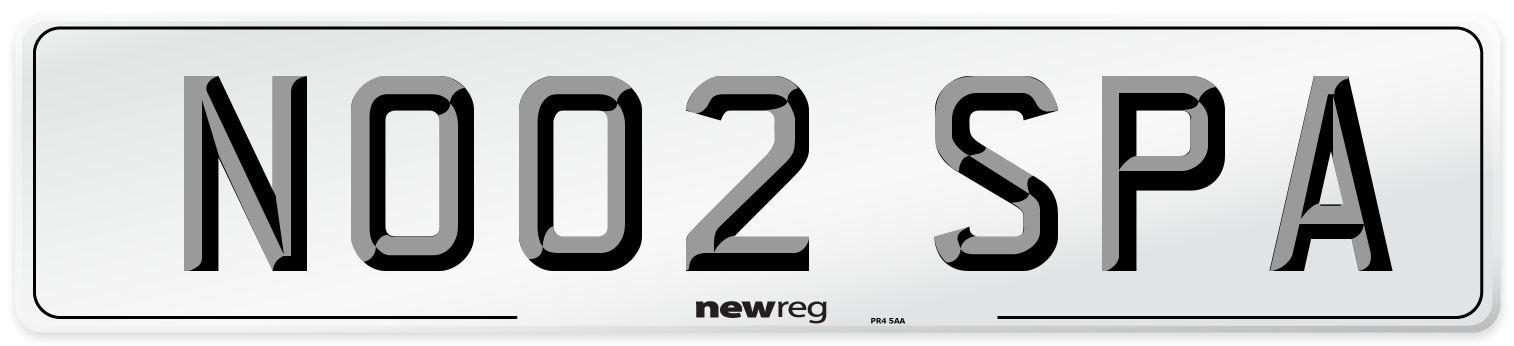 NO02 SPA Number Plate from New Reg